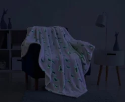 Kate Aurora Montauk Accents White & Gray Glow In The Dark Juvi Dinosaurs Ultra Soft & Plush Fleece Accent Throw Blanket -Home Textiles Store GUEST cb39ee31 9b30 4cac bd31 ef3f61c95030