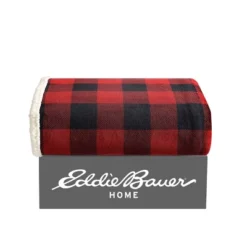 50"x60" Cabin Plaid Throw Blanket Red - Eddie Bauer: Cotton Twill, Lightweight, Machine Washable