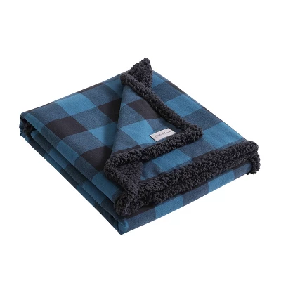 20"x20" Oversize Cabin Plaid Square Throw Pillow With 50"x60" Cabin Plaid Throw Blanket Set Blue/Black - Eddie Bauer 5 20"x20" Oversize Cabin Plaid Square Throw Pillow With 50"x60" Cabin Plaid Throw Blanket Set Blue/Black - Eddie Bauer - Image 3