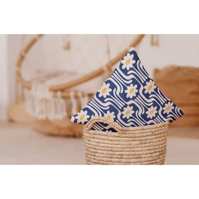 E By Design Daisys And Squiggles Decorative Throw Pillow Light Navy Blue: Indoor Polyester Twill, Square Shape, Floral Pattern 6 E By Design Daisys And Squiggles Decorative Throw Pillow Light Navy Blue: Indoor Polyester Twill, Square Shape, Floral Pattern - Image 4