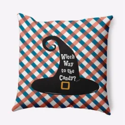 16"x16" Halloween Witch Way To The Candy Square Throw Pillow - E By Design -Home Textiles Store GUEST d44dd403 00ec 4568 9fed d344ec530abb