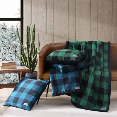 20"x20" Oversize Cabin Plaid Square Throw Pillow With 50"x60" Cabin Plaid Throw Blanket Set Blue/Black - Eddie Bauer 8 20"x20" Oversize Cabin Plaid Square Throw Pillow With 50"x60" Cabin Plaid Throw Blanket Set Blue/Black - Eddie Bauer - Image 6
