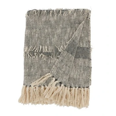 50"x60" Bohemian Bliss Textured Striped Fringe Throw Blanket Gray - Saro Lifestyle: Cotton, Machine Washable 4 50"x60" Bohemian Bliss Textured Striped Fringe Throw Blanket Gray - Saro Lifestyle: Cotton, Machine Washable - Image 2