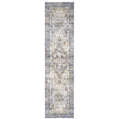 Marcel Vintage Traditional Medallion Area Rug Blue/Gold - Captiv8e Designs 11 Marcel Vintage Traditional Medallion Area Rug Blue/Gold - Captiv8e Designs - Image 9