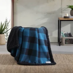 50"x60" Cabin Plaid Reversible Throw Blanket Blue - Eddie Bauer -Home Textiles Store GUEST d8279e1c da22 4638 be33 af9bb8ba9814