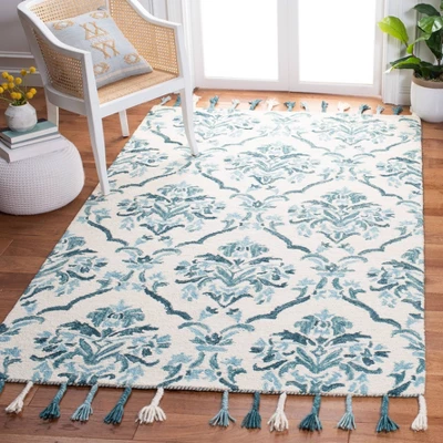 3'x5' Jacquard Hooked Accent Rug Ivory/Turquoise - Safavieh 3 3'x5' Jacquard Hooked Accent Rug Ivory/Turquoise - Safavieh