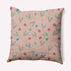 16"x16" Chickens And Eggs Easter Square Throw Pillow - E By Design -Home Textiles Store GUEST dc4ce14b 222e 4fbc 8be5 9a0cf98a84aa