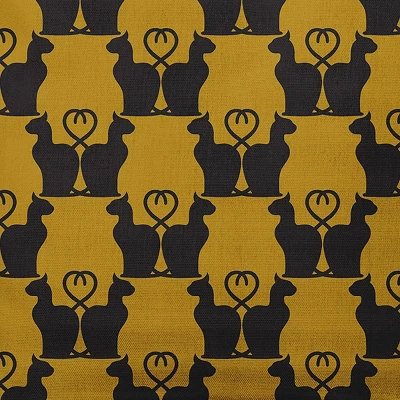 16"x16" Cat Clowder Print Square Throw Pillow Autumn Gold - E By Design: Halloween Theme, Indoor Decor 3 16"x16" Cat Clowder Print Square Throw Pillow Autumn Gold - E By Design: Halloween Theme, Indoor Decor