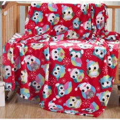 Extra Plush And Comfy Microplush Throw Blanket (50" X 60") Red Owls