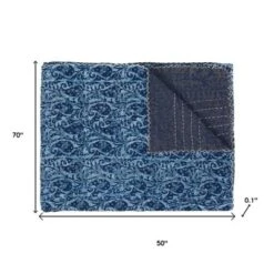 HomeRoots 50" X 70" Blue Paisley Cotton Quilted Kantha Throw Blanket With Embroidery 7 HomeRoots 50" X 70" Blue Paisley Cotton Quilted Kantha Throw Blanket With Embroidery -Home Textiles Store GUEST dfe03f04 0a26 41ba ad4f 62d1a4860fc4