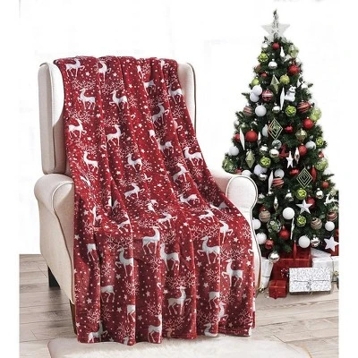 Kate Aurora Ultra Soft & Cozy Christmas Red Reindeer Plush Throw Blanket Cover - 50 In. W X 60 In. L 3 Kate Aurora Ultra Soft & Cozy Christmas Red Reindeer Plush Throw Blanket Cover - 50 In. W X 60 In. L