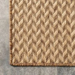 6'7"x9' Camryn Abstract Herringbone Indoor And Outdoor Area Rug Beige - NuLOOM -Home Textiles Store GUEST ebc04bc7 000b 4336 8046 18dcf2b99959