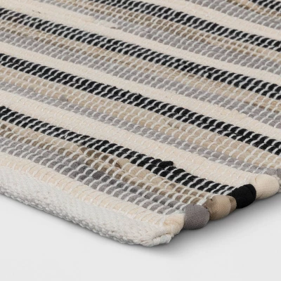 2'6"x4' Handloom Striped Woven Accent Rug Black/Gray - Room Essentials™: Entryway Rug, Indoor Use, Rug Pad Recommended 4 2'6"x4' Handloom Striped Woven Accent Rug Black/Gray - Room Essentials™: Entryway Rug, Indoor Use, Rug Pad Recommended - Image 2