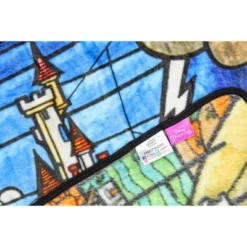 Disney Beauty And The Beast Stained Glass Castle Plush Throw Blanket 46' X 60'