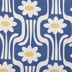 E By Design Daisys And Squiggles Decorative Throw Pillow Light Navy Blue: Indoor Polyester Twill, Square Shape, Floral Pattern