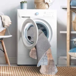 Washable Kyler Rug Beige/Blue - Linon -Home Textiles Store GUEST f4370e2c 353f 4e92 b072 d9a993709bf5