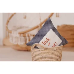 16"x16" Halloween Trick Or Treat Ticking Square Throw Pillow - E By Design -Home Textiles Store GUEST f8f605cb ab44 4f2d 9a8d b4f95773fe8f