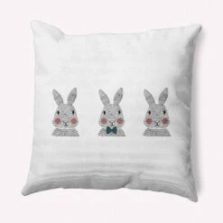 16"x16" Bunny Triplets Easter Square Throw Pillow - E By Design -Home Textiles Store GUEST fa119d3c 13fa 469e 93dd 6e0497873a81