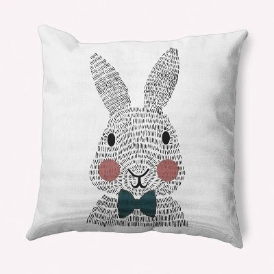 16"x16" Bow-tie Bunny Easter Square Throw Pillow - E By Design 9 16"x16" Bow-tie Bunny Easter Square Throw Pillow - E By Design - Image 7