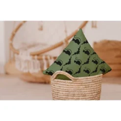 16"x16" Cats And Bats Print Square Throw Pillow Sage Green - E By Design -Home Textiles Store GUEST fbc65e7a 6ce4 4a61 aa70 7d6bb32204ef