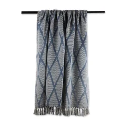 50"x60" Diamond Throw Blanket Denim Blue - Design Imports