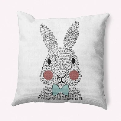 16"x16" Bow-tie Bunny Easter Square Throw Pillow - E By Design 11 16"x16" Bow-tie Bunny Easter Square Throw Pillow - E By Design - Image 9
